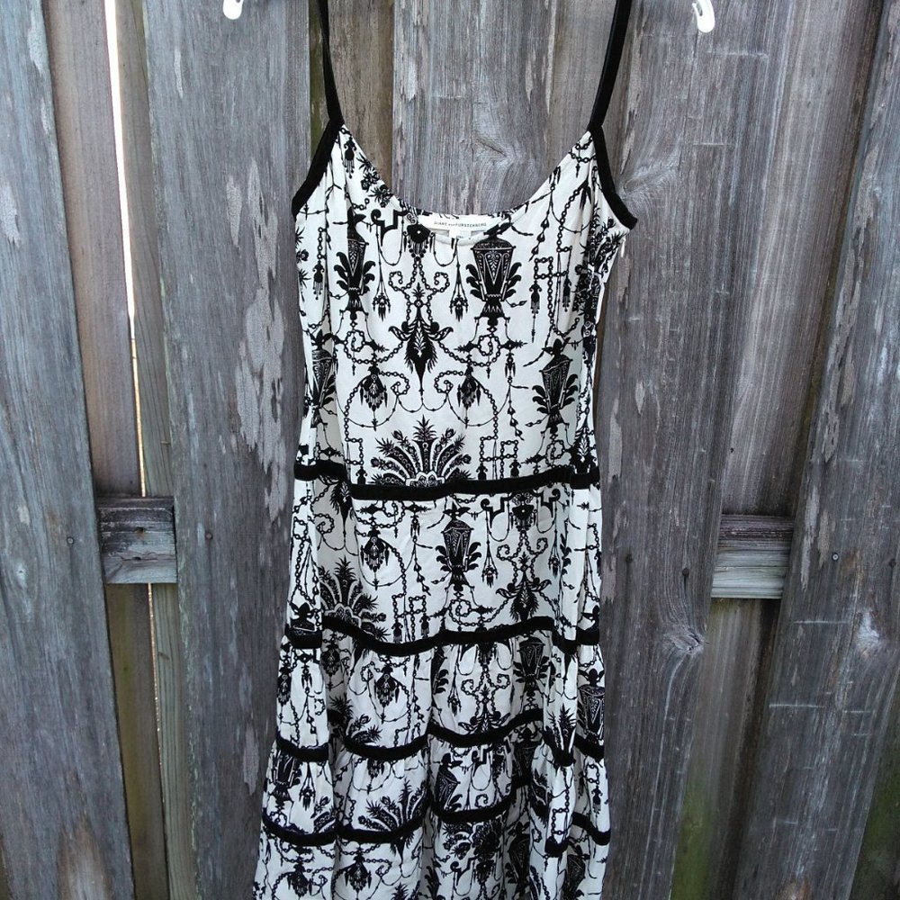 Diane Von Furstenberg Alexi silk dress velvet trim